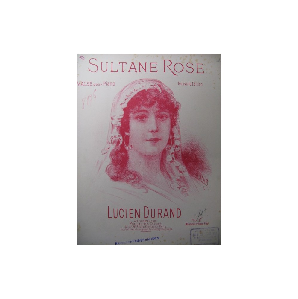 DURAND Lucien Sultane Rose Piano XIXe
