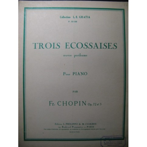 CHOPIN Frédéric Trois écossaises Piano 1949