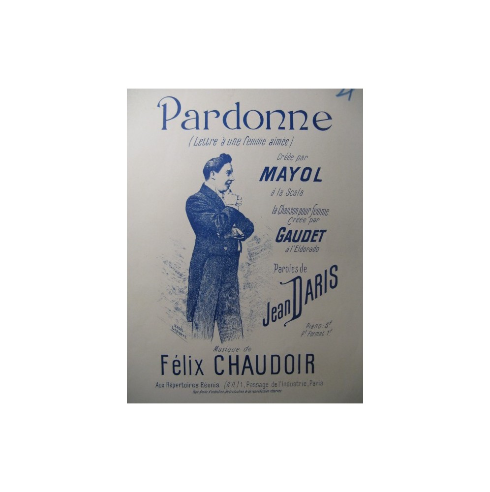 CHAUDOIR Félix Pardonne Chant Piano XIXe