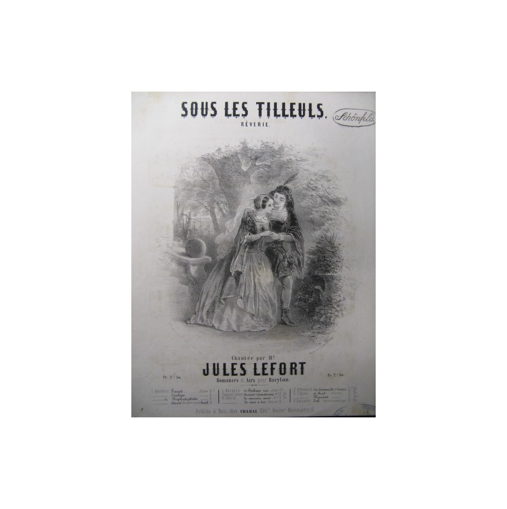 LEFORT Jules Sous les Tilleuls Chant Piano ca1850