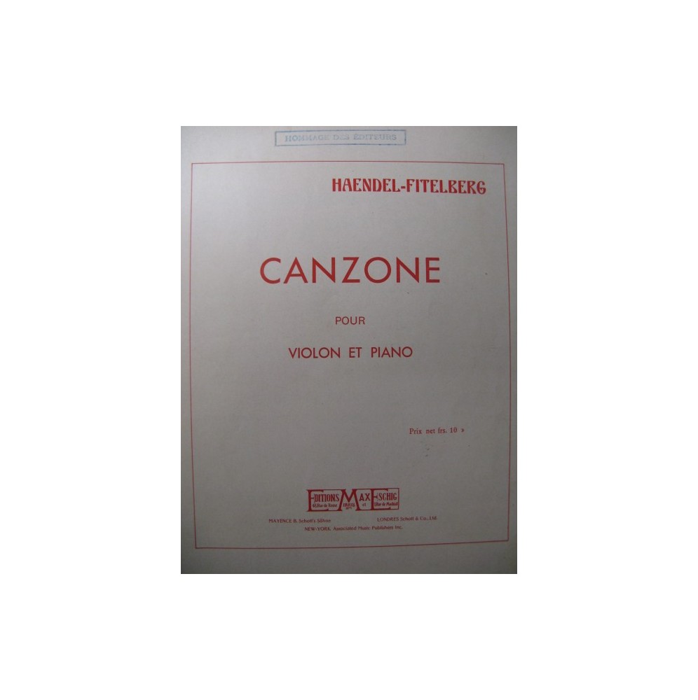 HAENDEL G. F. Canzone Violon Piano