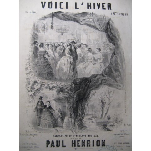 HENRION Paul Voici l'Hiver Chant Piano 1856