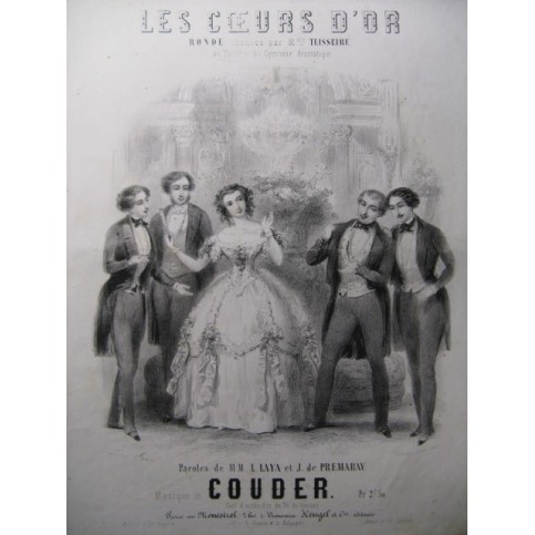 COUDER Les Coeurs d'Or Chant Piano 1850