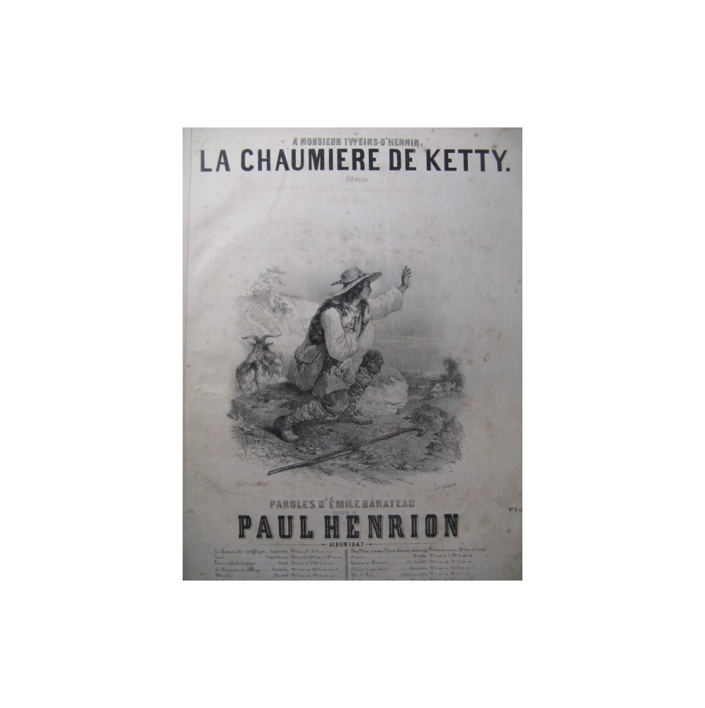 HENRION Paul la Chaumière de Ketty Chant Piano 1847