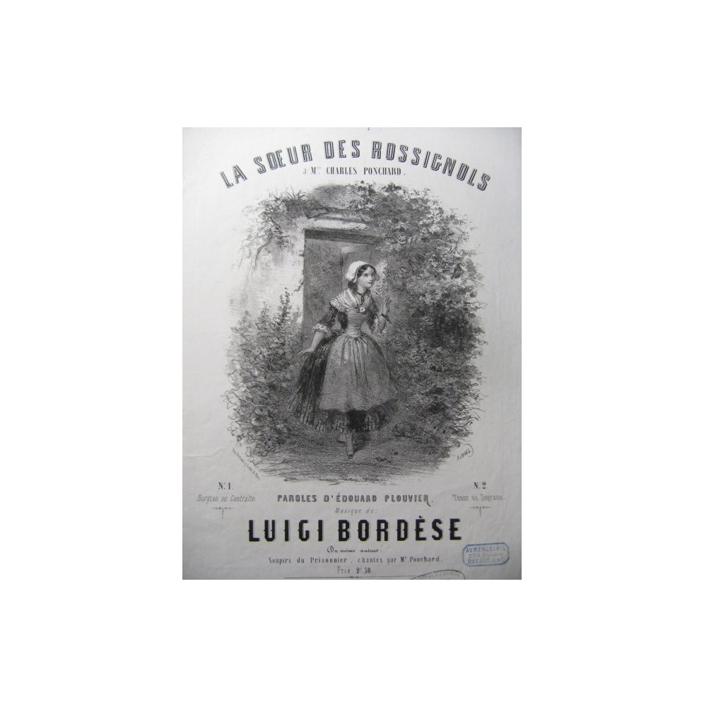 BORDÈSE Luigi La Soeur des Rossignols Chant Piano ca1850
