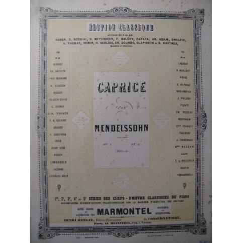MENDELSSOHN Caprice op 5 Piano XIXe