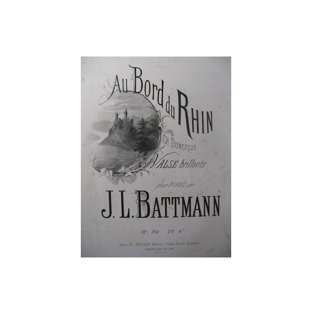 BATTMANN J. L. Au Bord du Rhin Piano XIXe