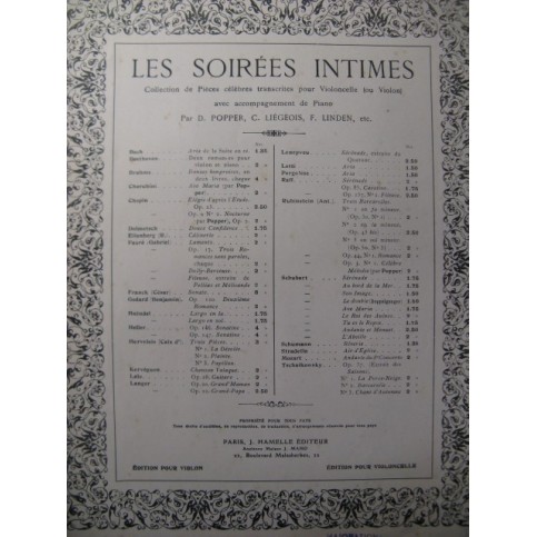 SCHUBERT Franz L'Abeille Violon Piano ca1903