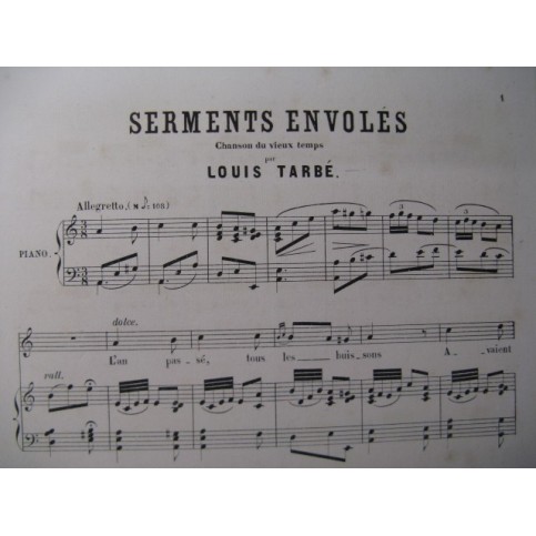 TARBÉ Louis Serments envolés Chant Piano XIXe