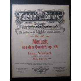 SCHUBERT Franz Quatuor op 29 Menuet Violon Piano
