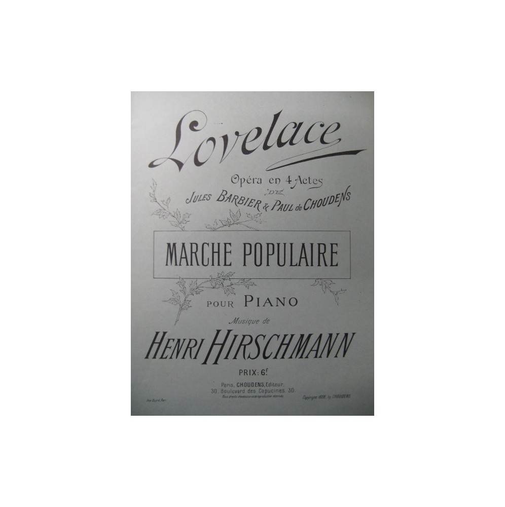 HIRSCHMANN Henri Marche Populaire Piano 1898