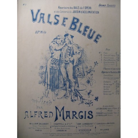 MARGIS Alfred Valse Bleue Piano XIXe