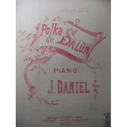 DANIEL J. Polka de Salon Piano 1887