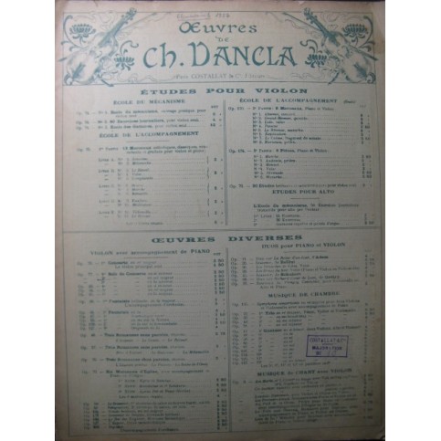 DANCLA Charles Solo No 2 Violon Piano