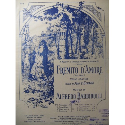 BARBIROLLI Alfredo Fremito d'Amore Piano 1906