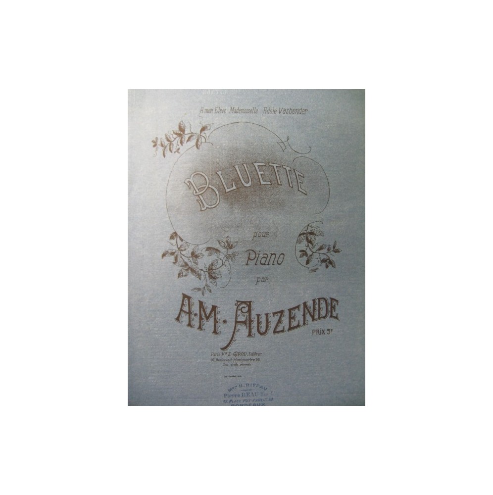 AUZENDE A. M. Bluette Piano 1888