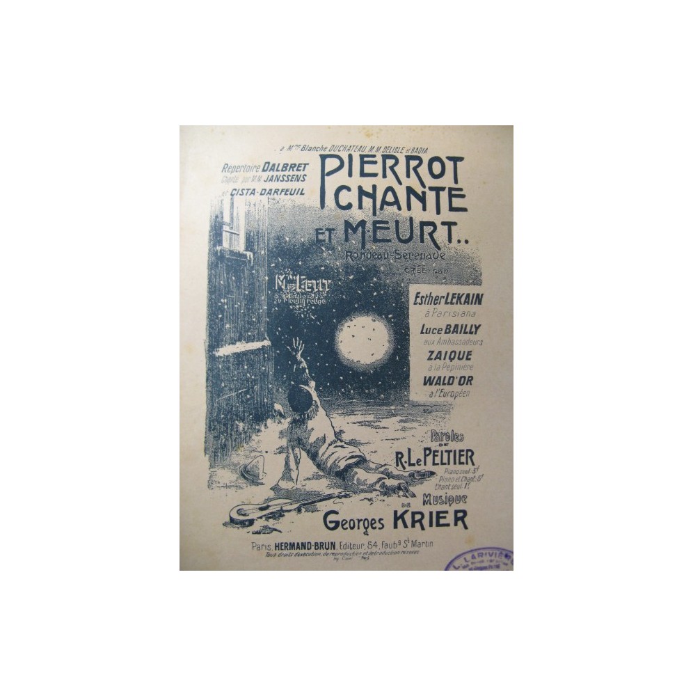 KRIER Georges Pierrot chante et meurt Chant Piano
