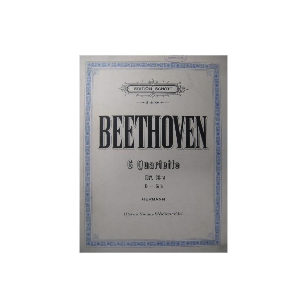 BEETHOVEN Quatuor No 6 Piano Violon Violoncelle