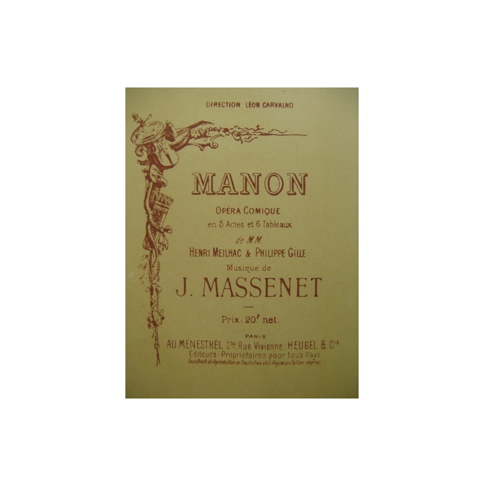 MASSENET Jules Manon Opéra 1895