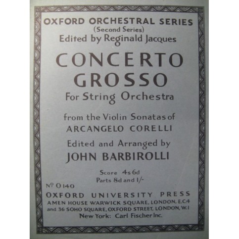 CORELLI Arcangelo Concerto Grosso Orchestre Cordes