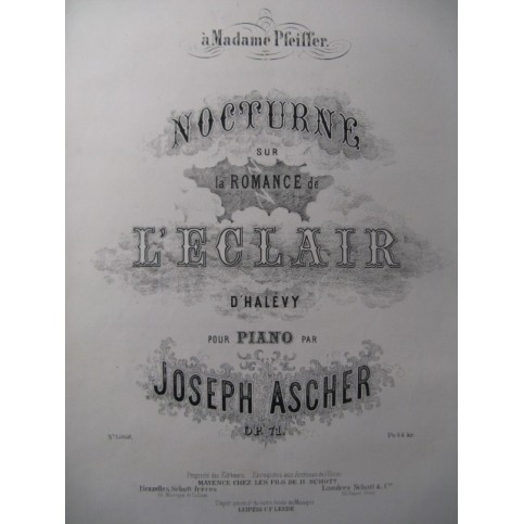 ASCHER Joseph Nocturne sur l'Eclair Piano 1858
