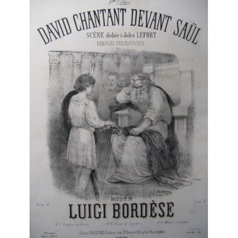 BORDÈSE Luigi David chantant devant Saül Chant Piano XIXe