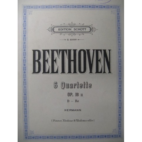 BEETHOVEN Quatuor No 3 Piano Violon Violoncelle