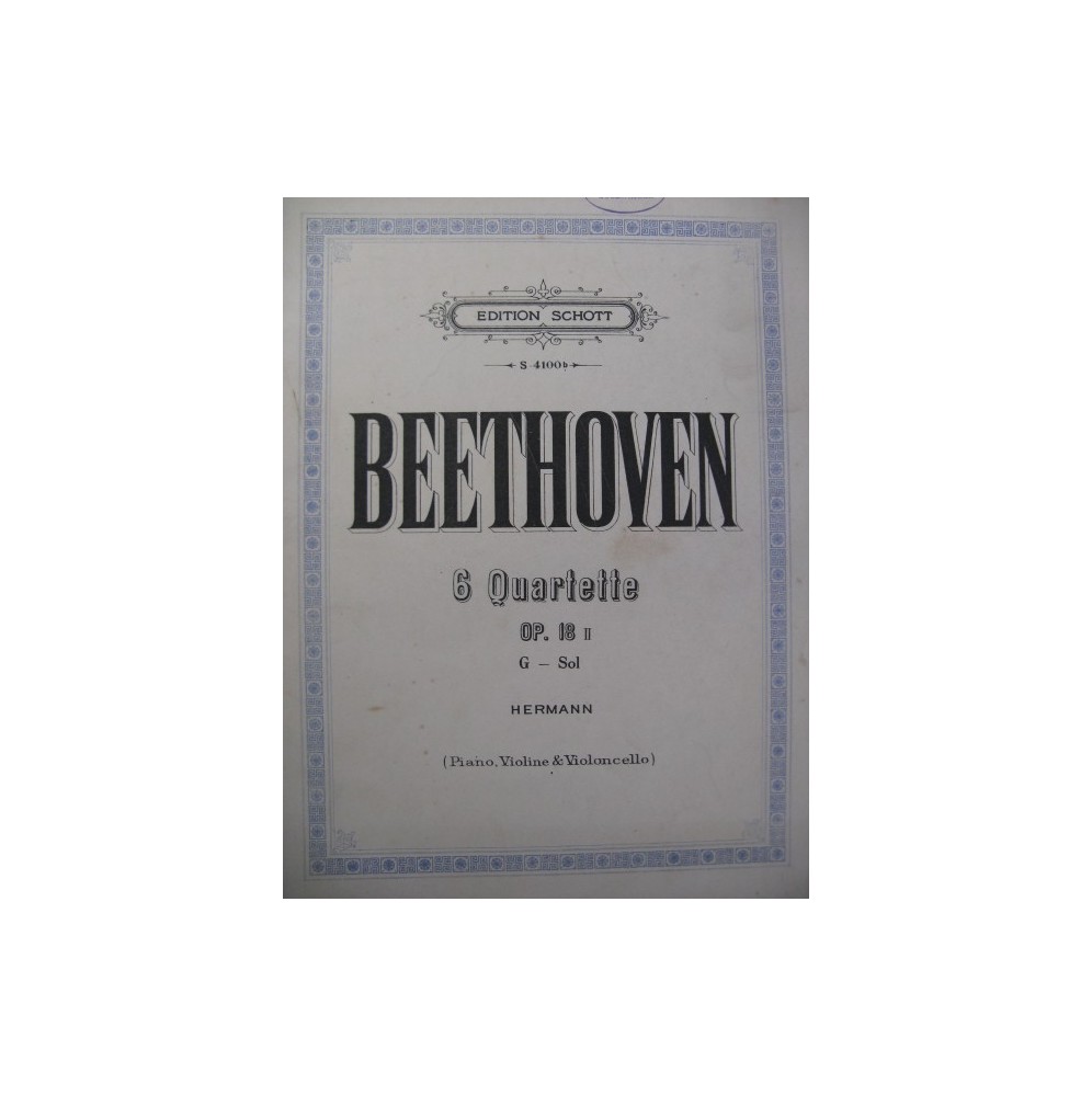 BEETHOVEN Quatuor No 2 Piano Violon Violoncelle