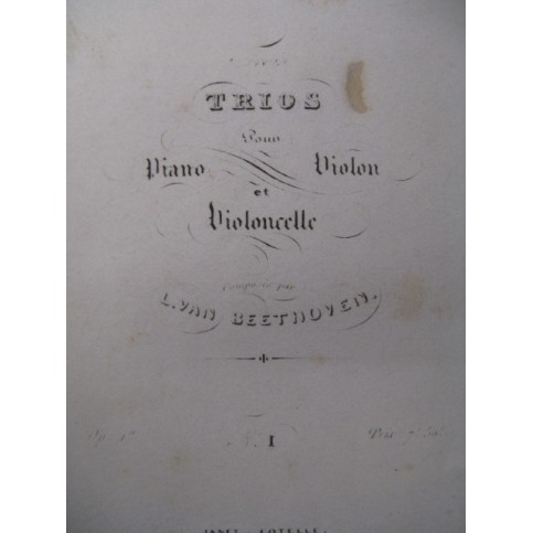 BEETHOVEN Trio op. 1 n° 1 Piano Violon Violoncelle ca1825