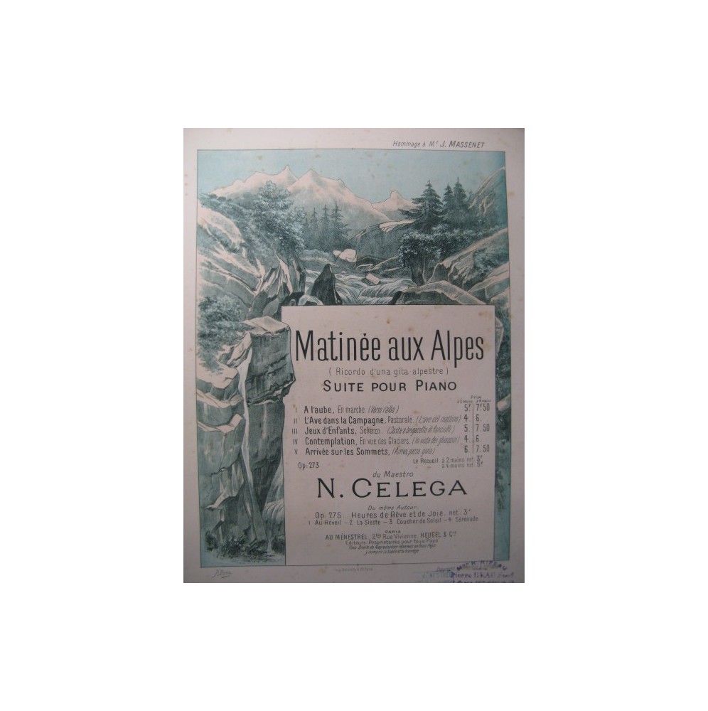 CELEGA N. Matinée aux Alpes Piano 1896