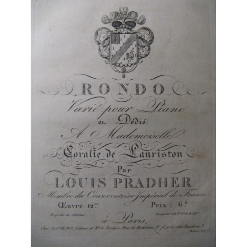 PRADHER Louis Rondo Piano ca1810