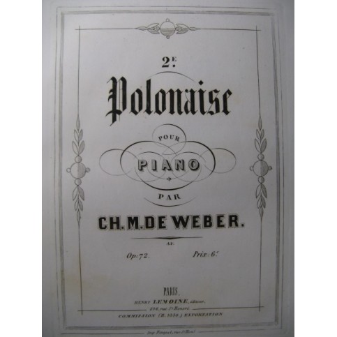 WEBER Polonaise No 2 Piano ca1859