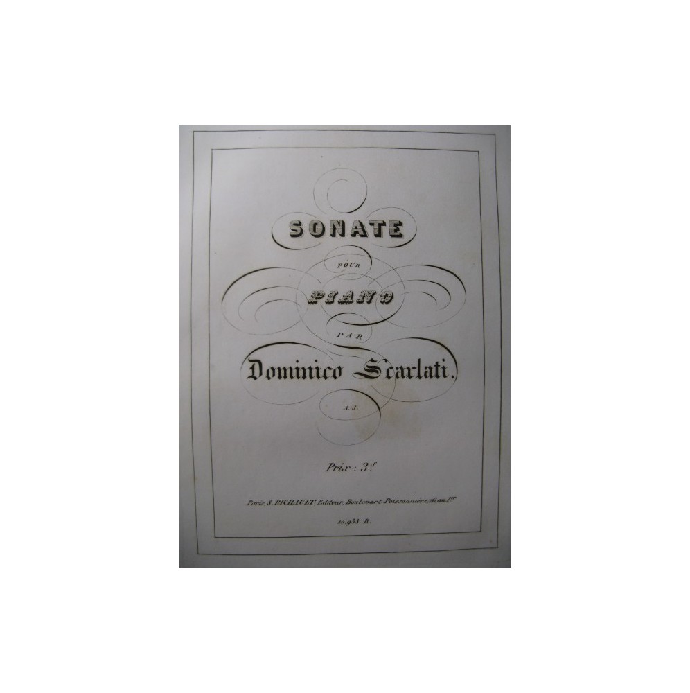 SCARLATTI Domenico Sonate Piano 1851