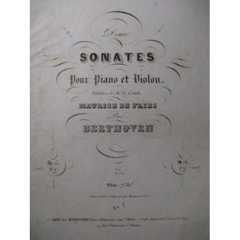 BEETHOVEN Sonate op. 23 Violon Piano ca1840