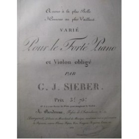 SIEBER G. J. Amour à la plus belle Piano Violon ca1820