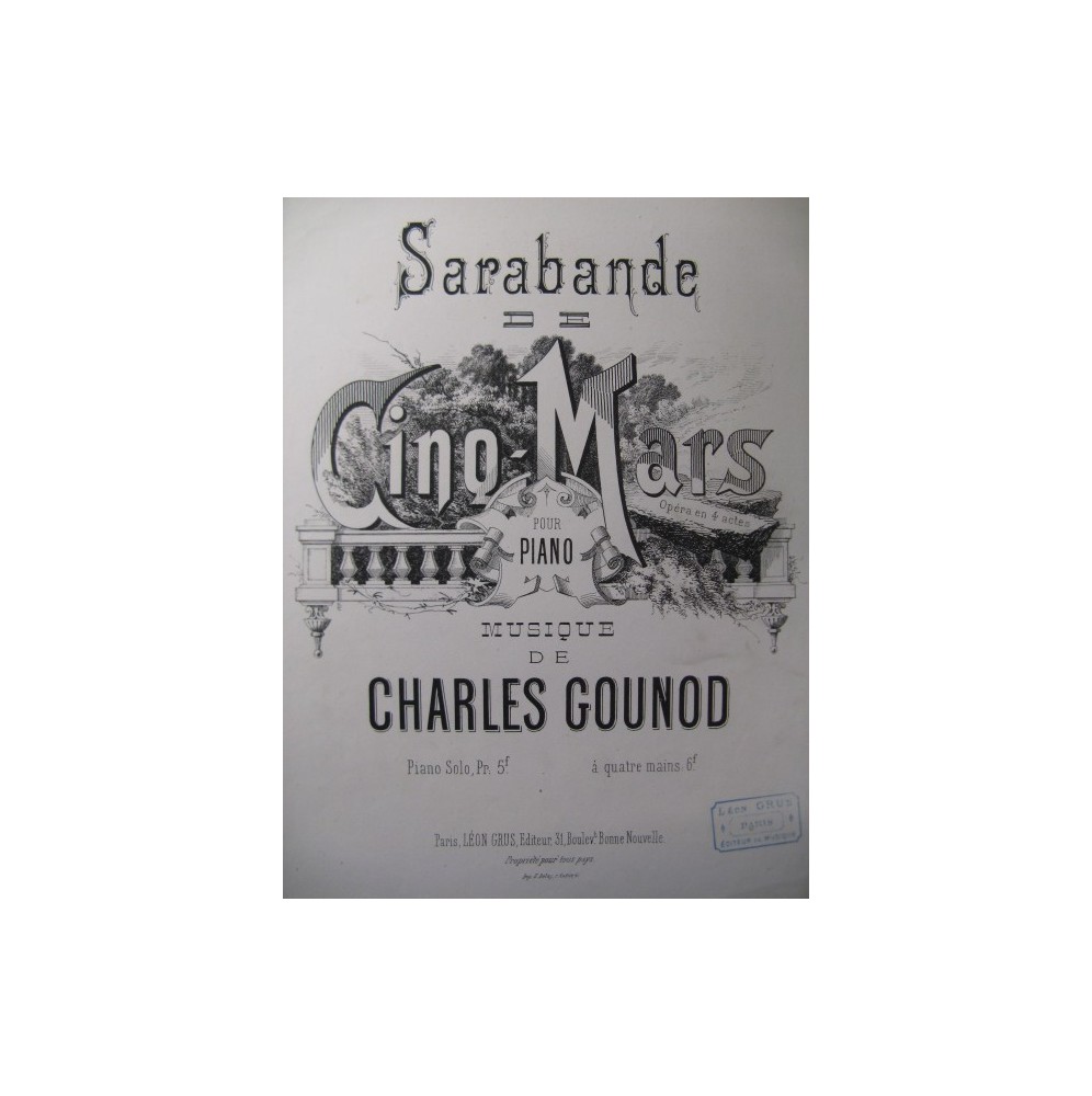 GOUNOD Charles Sarabande Piano 1870