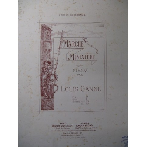 GANNE Louis Marche Miniature Piano 1896
