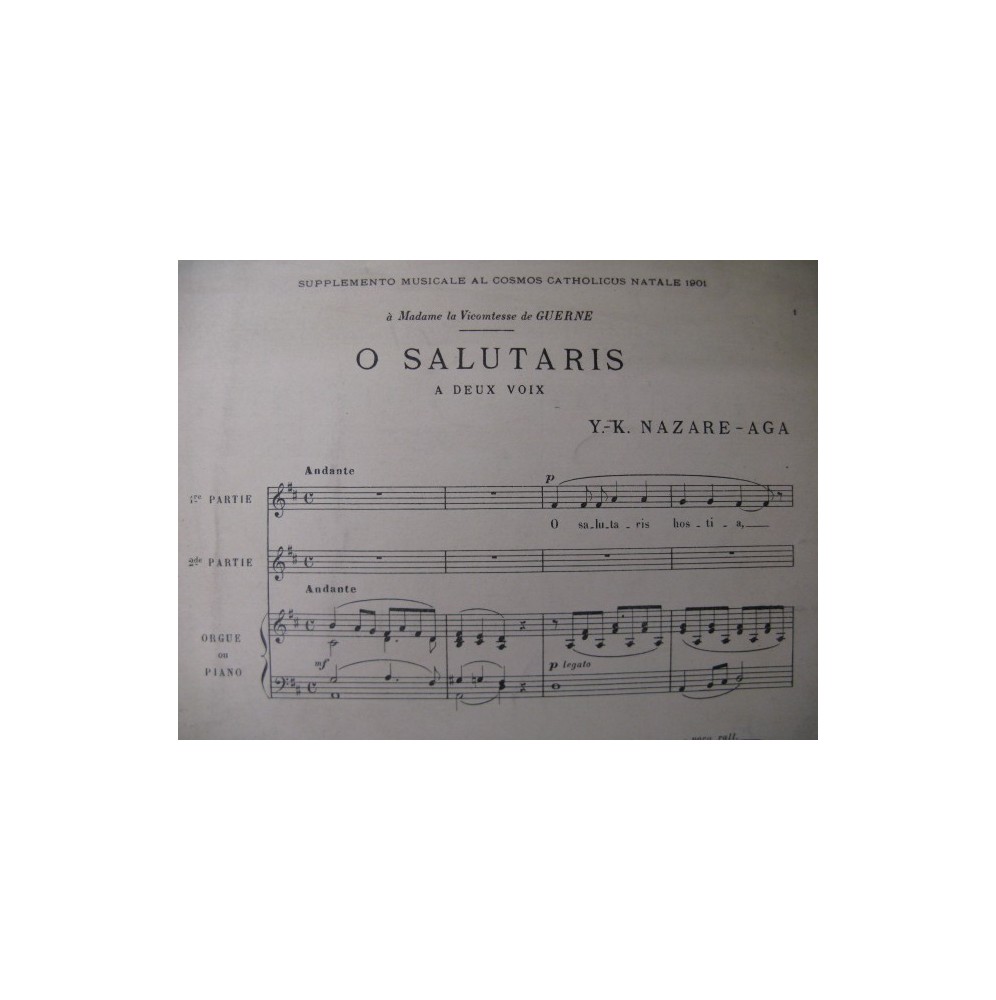 NAZARE-AGA Y.-K. O Salutaris Orgue Chant 1901