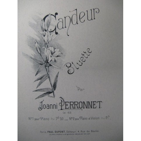 PERRONNET Joanni Candeur Violon Piano