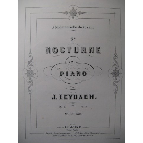 LEYBACH J. Nocturne No 2 Piano ca1857