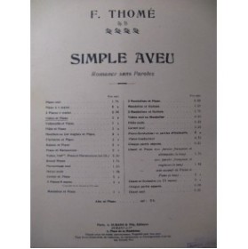 THOMÉ Francis Simple Aveu Violon Piano