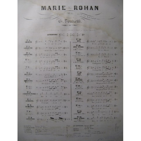 DONIZETTI G. Marie de Rohan No 13 Air Chant Piano XIXe