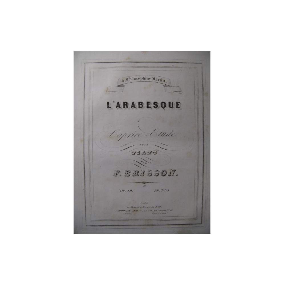 BRISSON F. L'arabesque Piano 1847