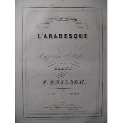 BRISSON F. L'arabesque Piano 1847