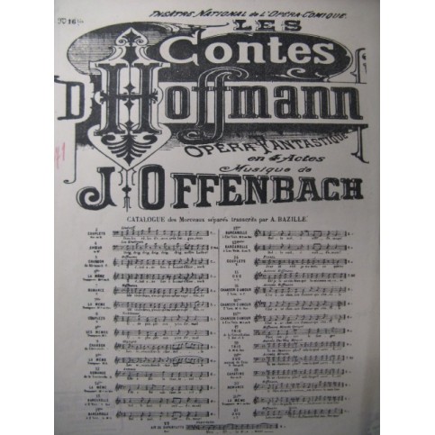 OFFENBACH Jacques Les Contes d'Hoffmann No 16 Chant Piano