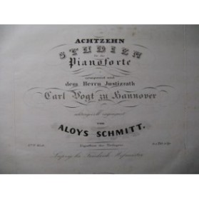 SCHMITT Aloys 18 Studien Piano ca1835