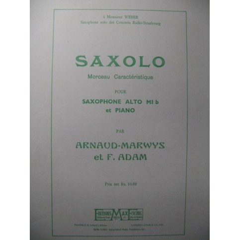 ARNAUD-MARWYS ADAM Saxolo Piano Saxophone