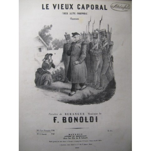 BONOLDI F. Le Vieux Caporal Chant Piano ca1850