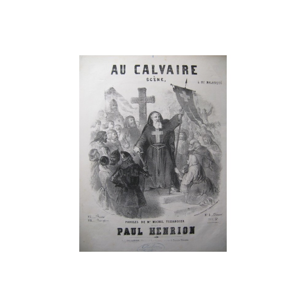 HENRION Paul Au Calvaire Chant Piano 1856
