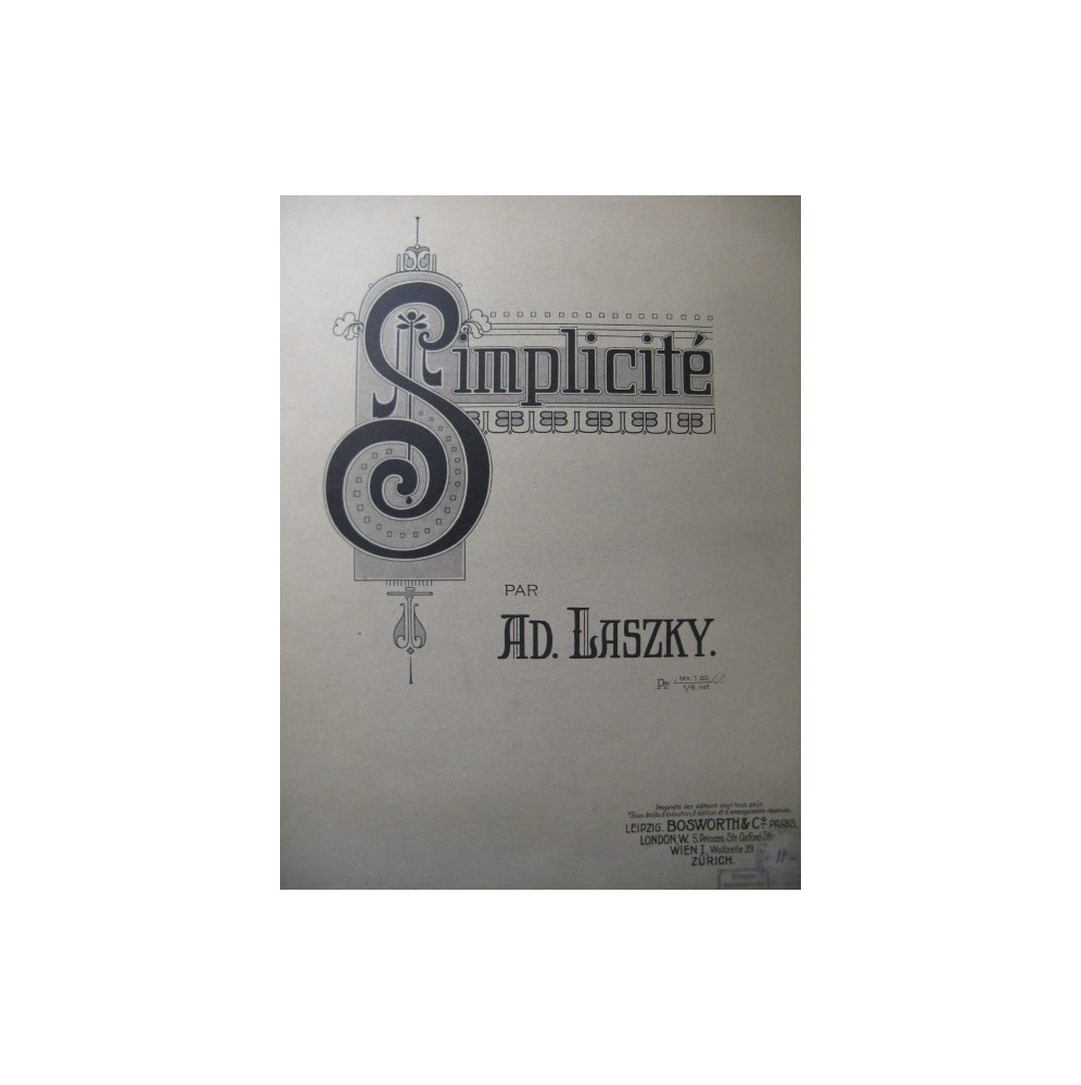 LAZKY Ad. Simplicité Piano 1908